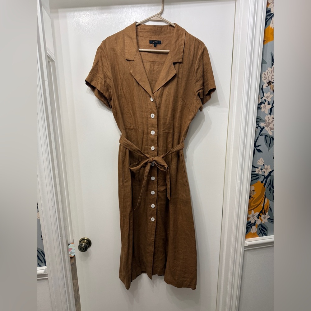 Quince 100% European Linen Button Front Dress - Picture 3 of 5
